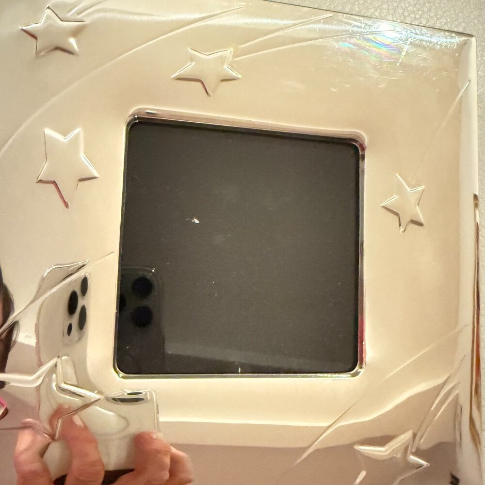 CHRISTOFLE 7.25” SQUARE Silver PHOTO FRAME WITH STARS